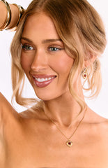Almost Mine Gold Red Heart Pendant Earrings
