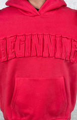 Beginning Watermelon Red Applique Hoodie