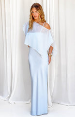 Chelsea Blue Satin Maxi Dress