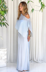 Chelsea Blue Satin Maxi Dress
