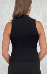 Flynn Black Frog Clasp Jersey Top