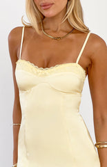 Michy Yellow Lace Detail Mini Dress