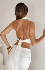 Roisin White Satin Fringe Scarf Belt