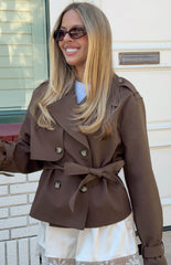 Wilda Brown Cropped Trench Coat