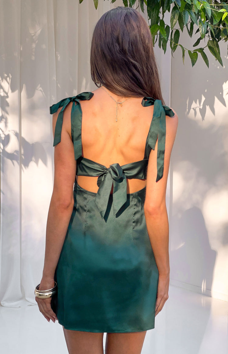Azira Green Tie Mini Dress
