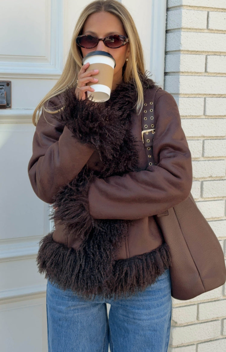Anita Brown Fur Trim Jacket