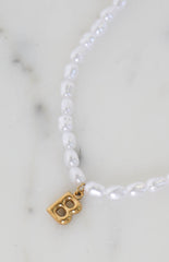 Bodie Pearl Gold Initial Letter Necklace