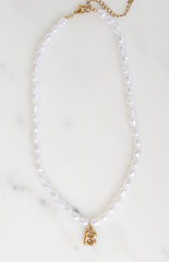 Bodie Pearl Gold Initial Letter Necklace