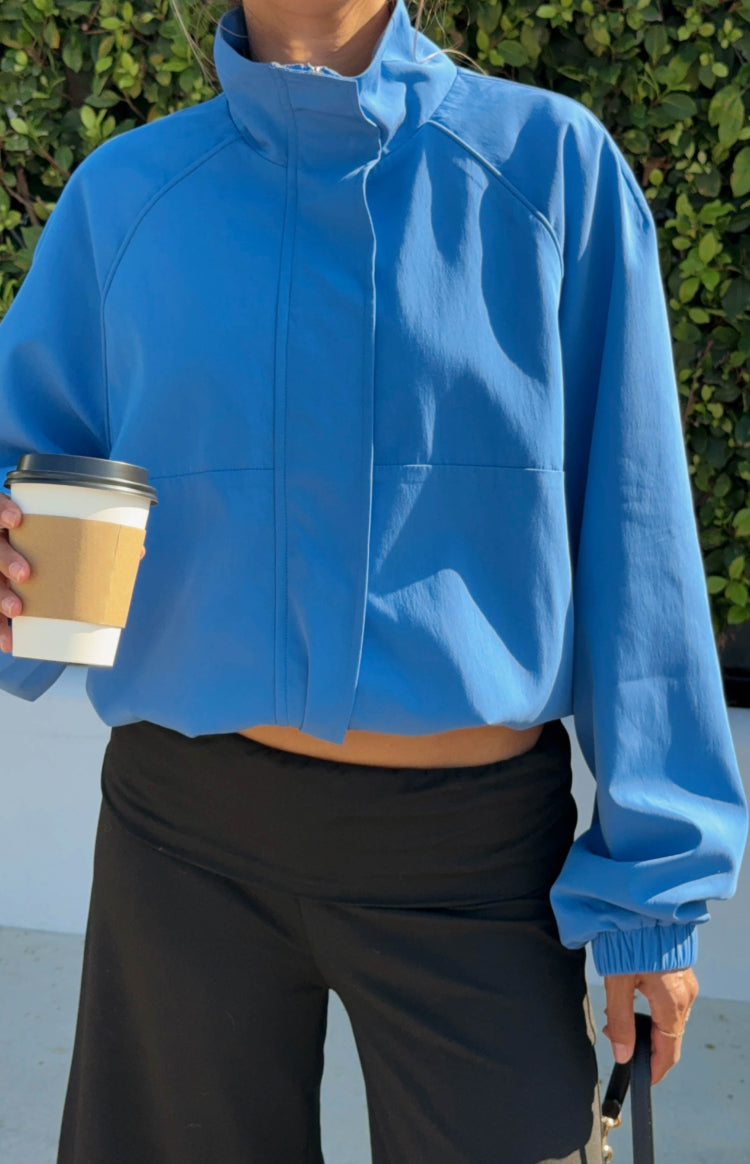 Enya Cobalt Blue Funnel Neck Sports Jacket