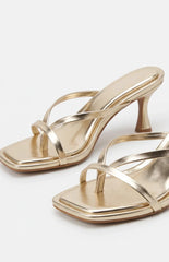 Girls Night Gold Strap Kitten Heels
