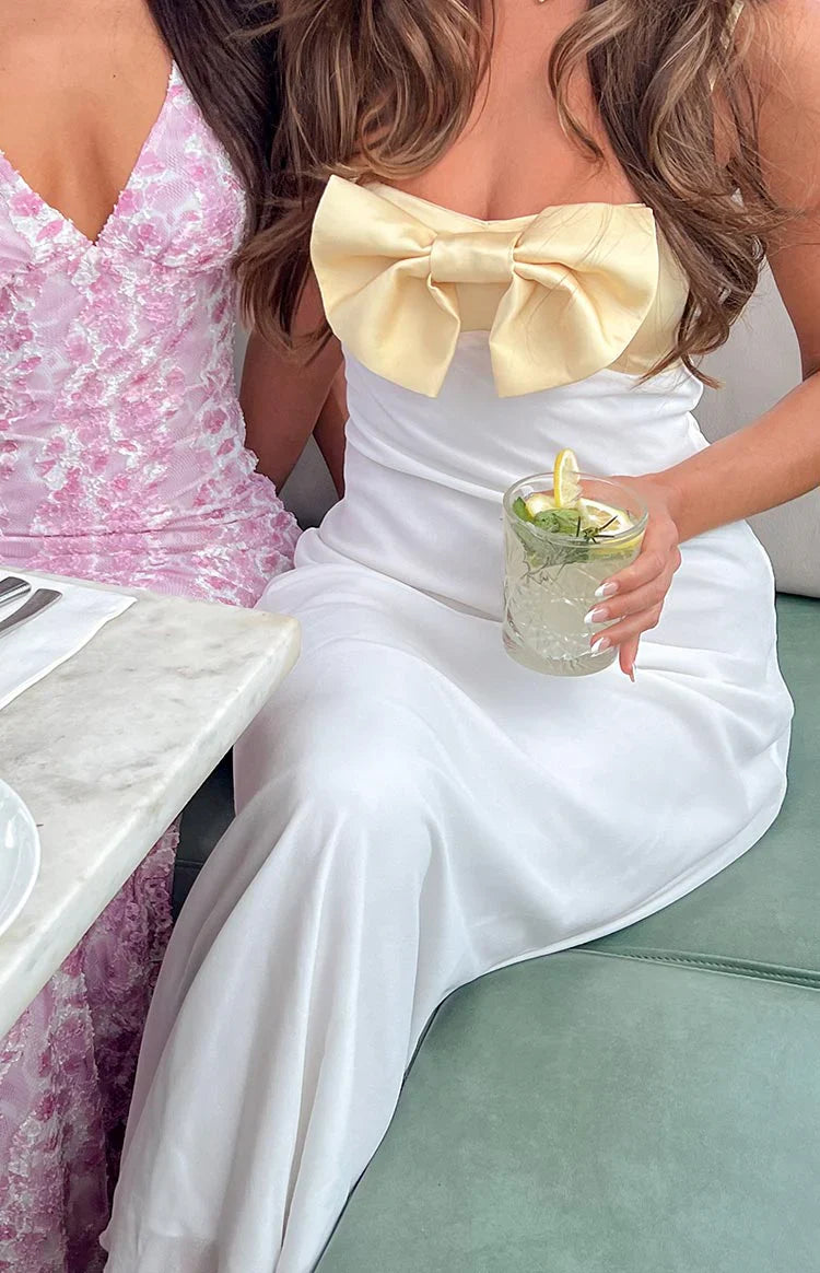 Honeydew Yellow Bow Maxi Dress