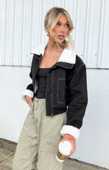 Indy Black Denim Sherpa Jacket