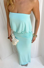Isaura Aqua Jersey Formal Maxi Dress