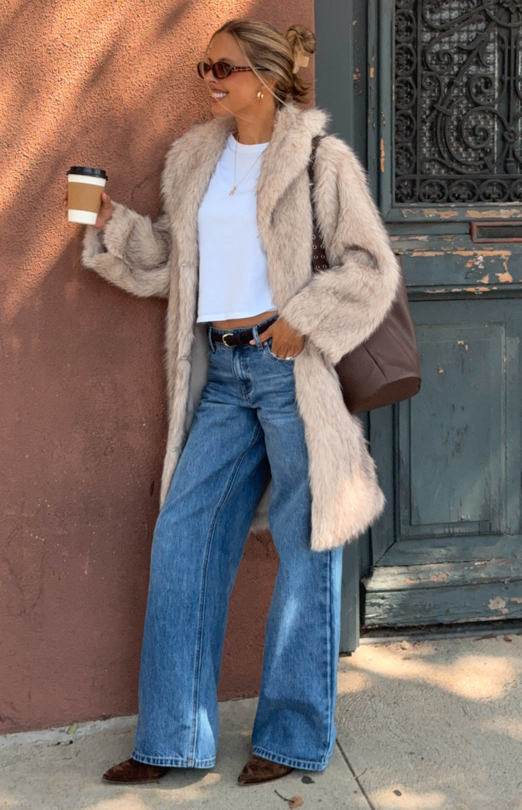 It Girl Sand Faux Fur Maxi Coat