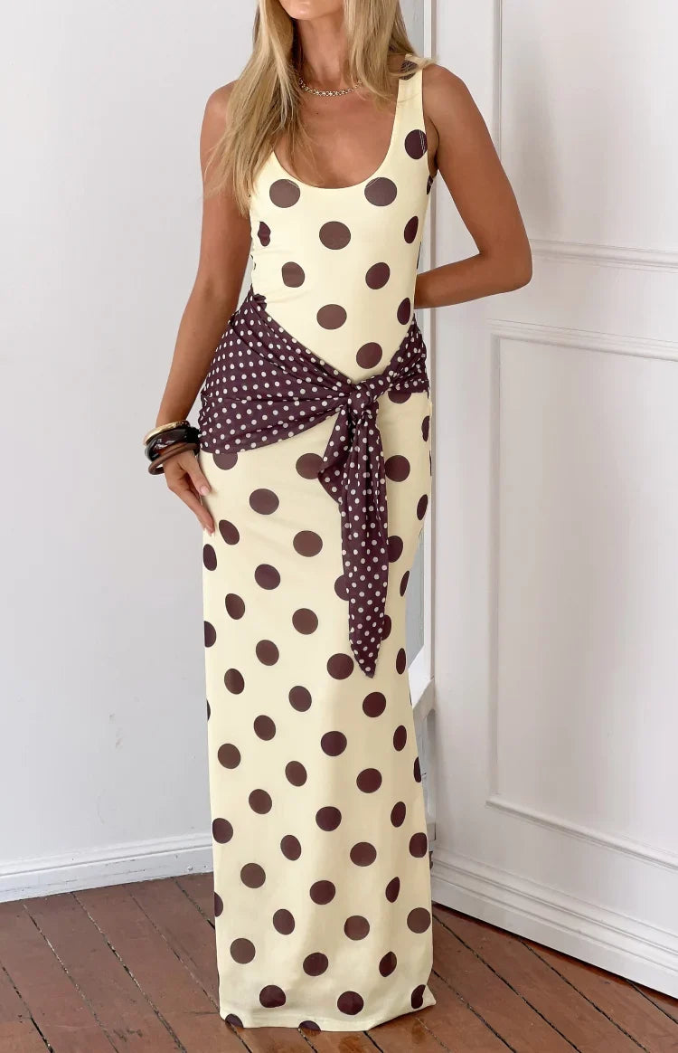 Kela Yellow Polka Dot Maxi Dress