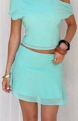 Leah Turquoise Chiffon Mini Skirt