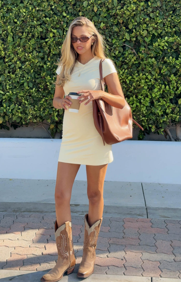 Molly Yellow V-Neck Jersey Mini Dress