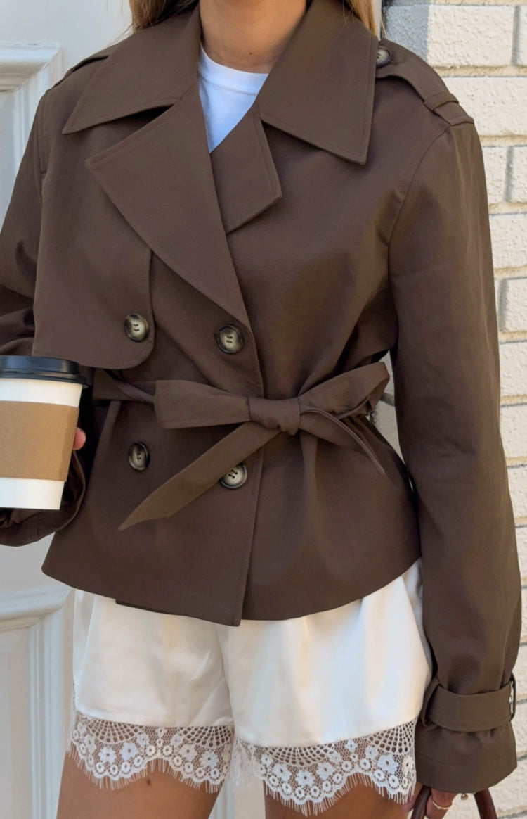 Wilda Brown Cropped Trench Coat