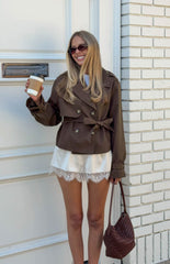Wilda Brown Cropped Trench Coat