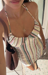 Wiley Multi Stripe Halter Neck Mini Dress